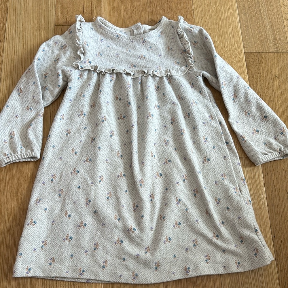 Zara beige floral printed dress 3-4yrs